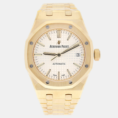 Audemars Piguet Royal Oak | Model 15450BA.OO.1256BA (Reference: 1188340) Men's Automatic Wristwatch with White Dial and Yellow Gold Case (white, arb23432)