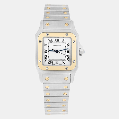 Cartier Santos de Cartier Galbee W20011C4 - 18K Yellow Gold, Silver Stainless Steel Women's Watch with Quartz Movement 1188261 (arb23457)