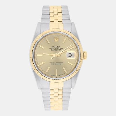 Rolex Datejust 16233 Champagne Dial Women's Watch with 18k Yellow Gold and Stainless Steel Case 1187773 (arb23462)