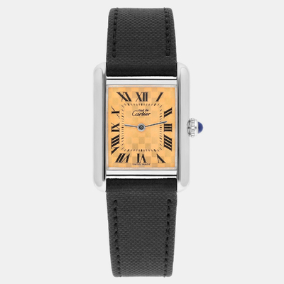 Cartier Must de Tank 2416 Silver Women's Wristwatch 22mm Reference 1188304 (orange, arb23485)
