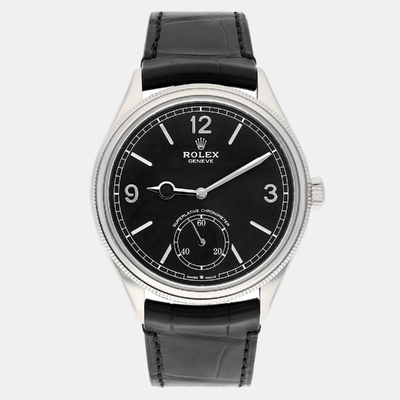 Rolex 1908 M52509-0002 Automatic Black Dial 18k White Gold Men's Watch 39mm 1188303 (black, arb23490)