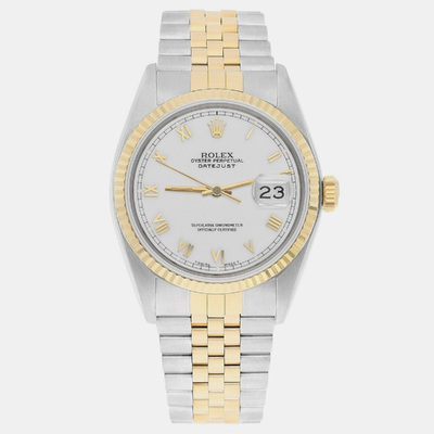 Rolex Datejust 16013 Mens Automatic White Dial Yellow Gold Steel Bracelet 1188392 (white, arb23501)