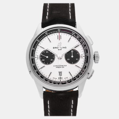 Pre-Owned Breitling Premier B01 Chronograph AB0118221G1X2 42mm Automatic Silver Men's Watch 1191218 (arb23515)