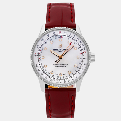 Pre-Owned Breitling Navitimer A17395211A1P6 Stainless Steel Men's Watch 1191592 (white, arb23539)