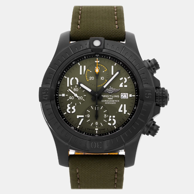 Pre-Owned Breitling Avenger Chronograph Night Mission Watch with Serial Number V13317101L1X2 1192695 (green, arb23562)