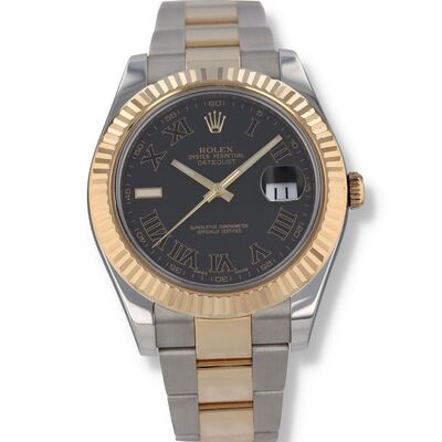 Pre-owned Rolex Datejust II Automatic Chronometer Grey Dial Mens Watch Ref. 116333 GYRO (arb23593)
