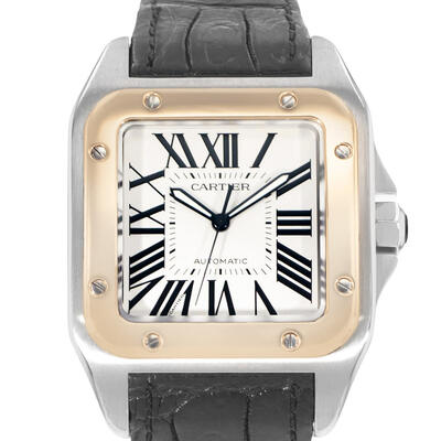 Pre-owned Cartier Santos 100 Automatic Silver Dial Mens Watch W20107X7 (black, arb23596)