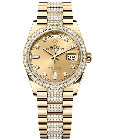 Rolex Day-Date Diamond Champagne Dial Women's Watch m128348rbr-0010 (arb23614)