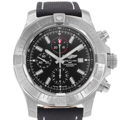 Pre-owned Breitling Super Avenger Chronograph Automatic Chronometer Black Dial Mens Watch A13375 (black, arb23627)