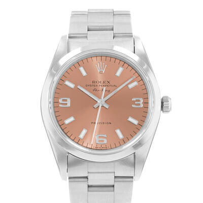Pre-owned Rolex Air King 34100 pso Automatic Chronometer Mens Pink Dial Watch 14000 PSO (pink, arb23641)