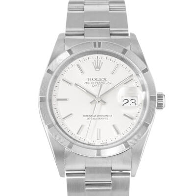 Pre-owned Rolex Oyster Perpetual Date 15210 SSO - Silver Dial Men's Watch (arb23647)