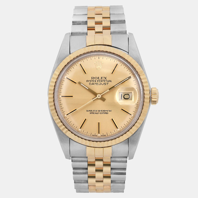 Rolex Datejust 16013 - Men's Automatic Watch with Yellow Gold & Stainless Steel Case, Champagne Dial, Fluted Bezel - Article Number: 1193482 (arb23673)