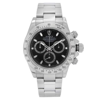 Pre-owned Rolex Cosmograph Daytona Chronograph Automatic Chronometer Black Dial Mens Watch 116520 BKSO (black, arb23705)