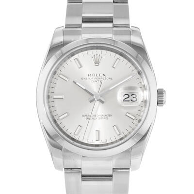 Pre-owned Rolex Oyster Perpetual Date 115200 SSO Men's Silver Dial Automatic Chronometer (arb23714)