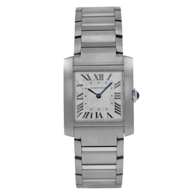 Pre-owned Cartier Tank Francaise Quartz Silver Dial Ladies Watch WSTA0074 (arb23720)