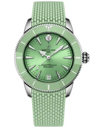 Women's Breitling Superocean Heritage Automatic 36 Green Dial Rubber Strap Watch Reference A10390361L1S1 (green, arb23726)