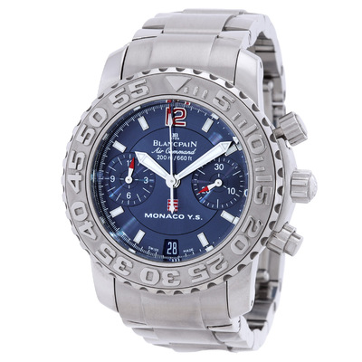 Preowned Blancpain Air Command Chronograph Blue Dial Ladies Watch 2485F-1140-M71 (blue, arb23785)