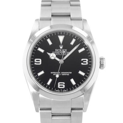 Pre-owned Rolex Explorer 36 Watch - Ref No: 114270 BKSO, Automatic Chronometer Black Dial Men's (black, arb23814)