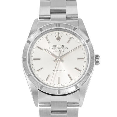 Pre-owned Rolex Air King Automatic Chronometer Silver Dial Mens Watch 14010 SSO 14010  SSO (arb23847)