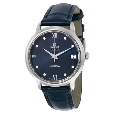 Omega De Ville Prestige Ladies Watch Automatic Blue Diamond Dial Reference 42413332053001 424.13.33.20.53.001 (blue, arb2905)