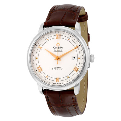 Omega De Ville Prestige Silver Dial Mens Watch (4241340202002) 424.13.40.20.02.002 (brown, arb2909)