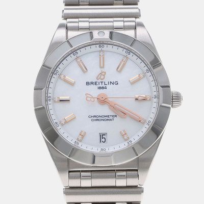 Breitling Chronomat A77310 (Women's) White Dial Stainless Steel Watch 1195554 (white, arb23884)