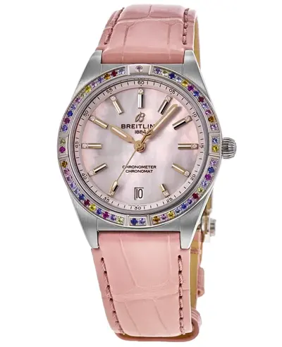 Breitling Chronomat Automatic 36 G10380BB1K1P1 South Sea Pink Dial & White Gold Strap Women's Watch (pink, arb11769)