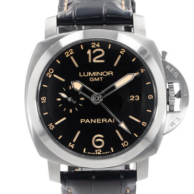 Pre-owned Panerai Luminor Gmt Men's Automatic Black Dial Watch PAM 00531 (black, arb23897)