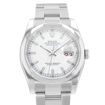 Pre-Owned Rolex Datejust 36 Automatic Chronometer White Dial Mens Watch - Item: 128507 116200 WSO (arb23900)
