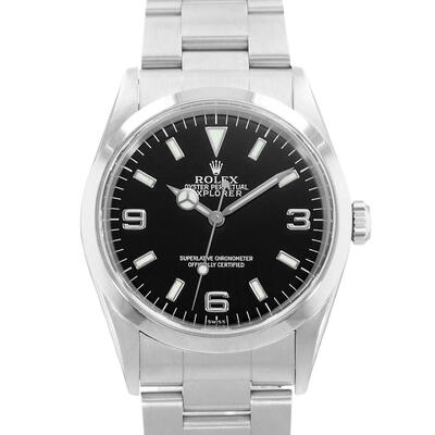 Pre-owned Rolex Explorer 36 Automatic Chronometer Black Dial Mens Watch, Reference: 14270 BKSO (black, arb23901)