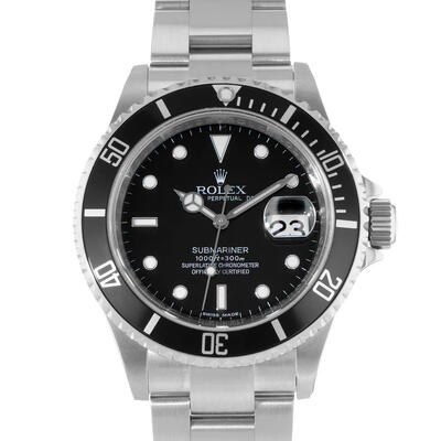 Pre-Owned Rolex Submariner Date 40 Automatic Chronometer with BKSO Ref. 16610, Black Dial Mens Watch 16610 BKSO (black, arb23907)