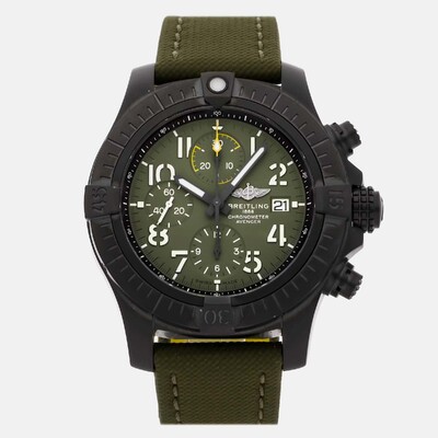 Pre-Owned Breitling Avenger Chronograph Night Mission V13317101L1X2 Green Automatic Titanium Men's Wristwatch 45mm 1198092 (green, arb23936)