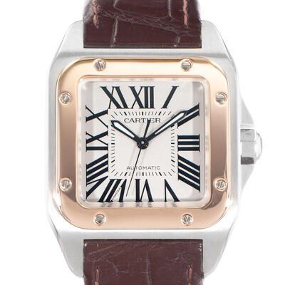 Pre-owned Cartier Santos 100 Automatic White Dial Mens Watch W20077X7 (black, arb23957)