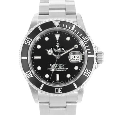 Pre-Owned Rolex Submariner Date Automatic Chronometer Black Dial Mens Watch Ref: 16610 BKSO (black, arb23963)