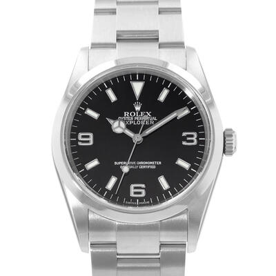 Pre-Owned Rolex Explorer 114270 BKSO Automatic Chronometer Mens Watch - Black Dial (black, arb23964)