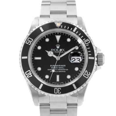 Pre-owned Rolex Submariner Date Black Dial Men's Watch Ref 16610 BKSO (black, arb23967)