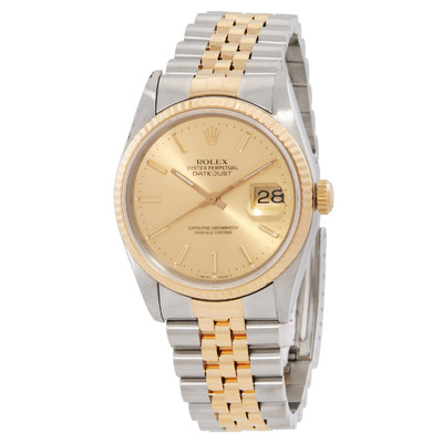 Pre-Owned Rolex Oyster Perpetual Datejust Two-Tone 18kt Gold and Steel Mens Watch - Article: 16233J 16233 CSJ (arb23977)