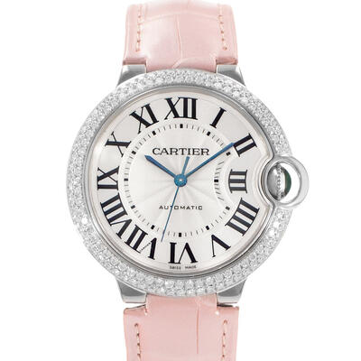 Pre-owned Cartier Ballon Bleu Automatic Diamond Silver Dial Ladies Watch WE9006Z3 (blue, arb24012)