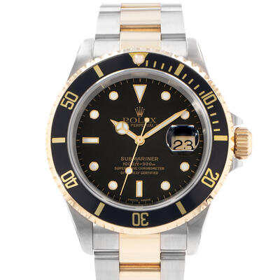 Pre-owned Rolex Submariner Date 40 Black Dial Mens Watch Ref 16613 BKSO (black, arb24023)