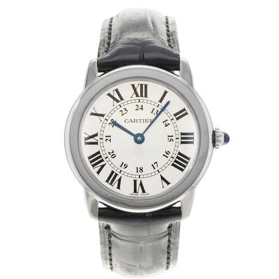 Pre-owned Cartier Ronde Solo Quartz Silver Dial Ladies Watch W6700155 (black, arb24041)