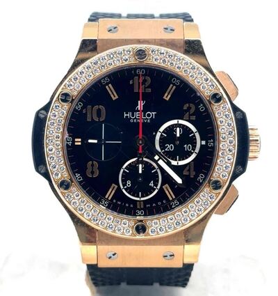 Hublot Big Bang Chronograph Diamond Black Dial Mens Watch, Pre-Owned, Reference 341.px.130.rx.114 (black, arb24044)