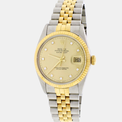 Rolex 16013 Datejust Men's Watch - Yellow Gold & Stainless Steel Diamond Automatic Chronometer with Date 1198988 (arb24074)
