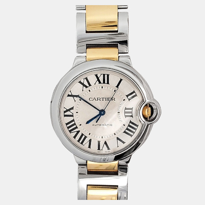 Cartier Ballon Bleu W2BB0012 Automatic Silver 18k Yellow Gold Stainless Steel Men's Watch 36 mm 1198976 (arb24078)