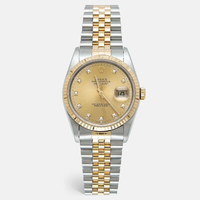 Vintage Rolex Datejust 16233 Yellow Gold Stainless Steel Diamond Dial Watch 1201666 (arb24116)