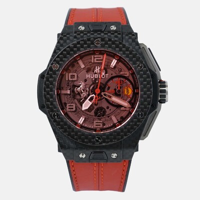 Hublot Ferrari Edition Big Bang Chronograph Watch 45mm Automatic Skeleton Carbon Fiber Men's 1200392 (red, arb24171)