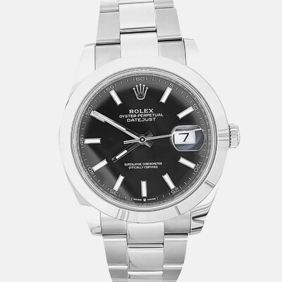 Rolex Datejust 126300 - Автоматические часы из стали с черной эмалированной подложкой 1200484 (black, arb24176)