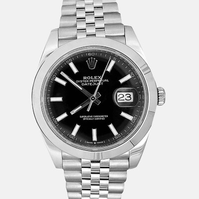 Rolex Datejust Stainless Steel Chronometer Automatic Watch Men's Black Dial 1200475 (black, arb24182)