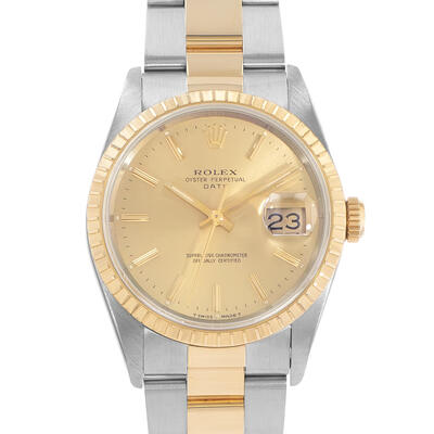 Rolex Pre-owned Datejust Oyster Perpetual 34mm Champagne Dial Mens Watch Ref. 15223 CSO (beige, arb24193)