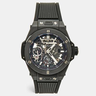 Hublot Big Bang Meca-10 Black Magic for Men, 45mm Ceramic Rubber Skeleton Watch 1201553 (black, arb24199)