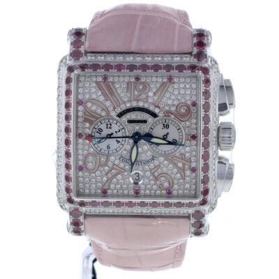 Franck Muller Conquistador Diamond Dial Ladies Watch - Model: 10000 H CC D CD RED ZONE (blue, arb24205)